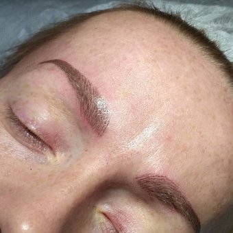 Powdery eyebrow tattoo at Natalie Nail studio in Kiev. Do it at a discount.
