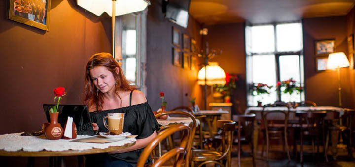 The interior of the cafe "Lviv Chocolate Workshop". Book a table at a discount