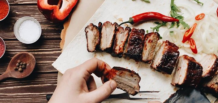 The menu of the restaurant «Black pig». Discounts on all dishes